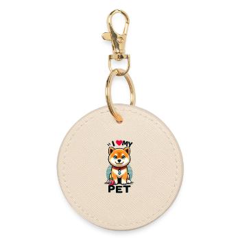 I love my pet - Round Keyring - oyster - Front