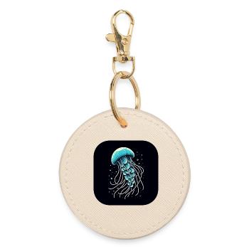 Jellyfish, Water, Blue, Sea - Round Keyring - oyster - Front