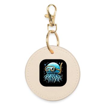 Pieuvre avec des lunettes de plongée Bande dessinée - Porte-clés rond - huître - Devant