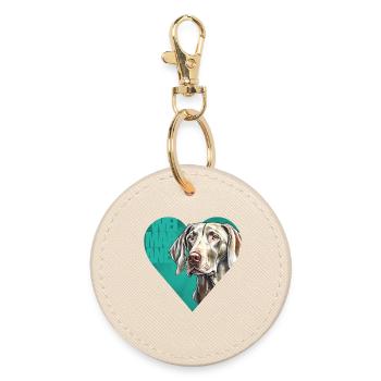 Weimaraner Portrait - Runder Schlüsselanhänger - Auster - Vorne