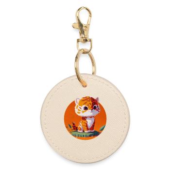 Little Tiger So Cute Child - Round Keyring - oyster - Front