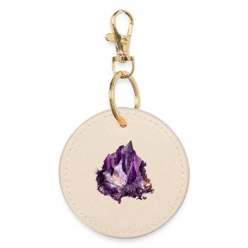 Motif Cristal Améthyste Violet Lumineux - Porte-clés rond - huître - Devant
