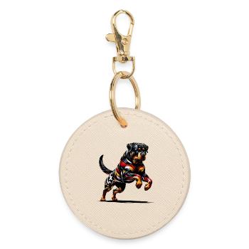 Rottweiler flag Germany design - Round Keyring - oyster - Front