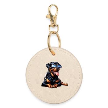 Rottweiler Hunde Design - Runder Schlüsselanhänger - Auster - Vorne