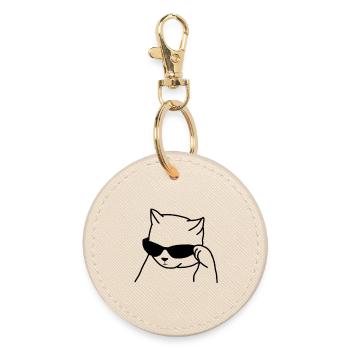 Chat avec des lunettes - Porte-clés rond - huître - Devant