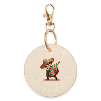 Mexican Poncho Costume Making the Dab. - Round Keyring - oyster - Front