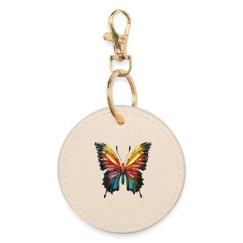 Farbenfroher Schmetterling Eleonore - Druck Design - Runder Schlüsselanhänger - Auster - Vorne