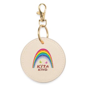 Kita Kindergarten Regenbogen Schmetterlinge - Runder Schlüsselanhänger - Auster - Vorne