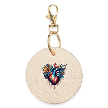 Anti War Heart - Round Keyring - oyster - Front