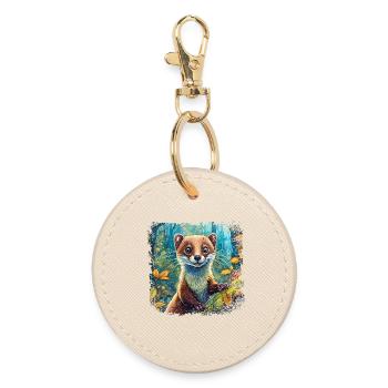 Close-up of a funny marten comic-style - Round Keyring - oyster - Front