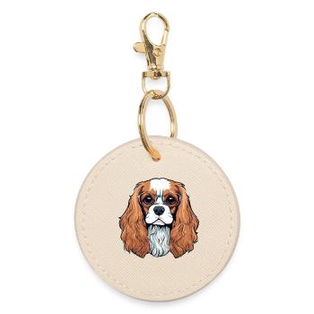 Cavalier King Charles, Dog, Cute Dog - Round Keyring - oyster - Front