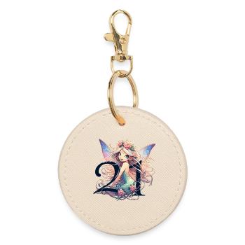 21 Years Fairy Elf Cute Blonde Birthday Gift - Round Keyring - oyster - Front