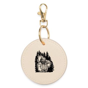 Lumberjack Forestry Woodwork Wood Tree Feller Tree - Round Keyring - oyster - Front