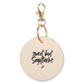 Astro Sweet but Sagittarius - Round Keyring - oyster - Front