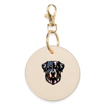 Rottweiler USA dog design - Round Keyring - oyster - Front