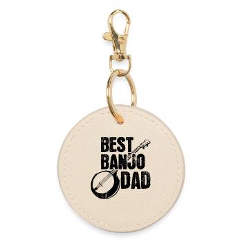 Banjo player dad - Round Keyring - oyster - Front