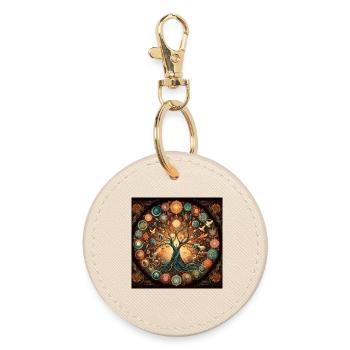 Colorful Tree of Life - Round Keyring - oyster - Front