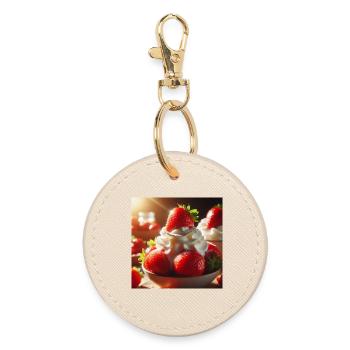 Fraise à la crème - Porte-clés rond - huître - Devant