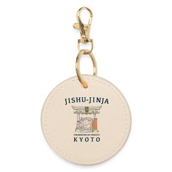 Kyoto in Japan, Jishu-Jinja, Kami for Love, Torii - Round Keyring - oyster - Front