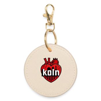 Heart City Skyline Design - Round Keyring - oyster - Front