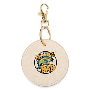 Pêche avec papa avec un design de poisson coloré - Porte-clés rond - huître - Devant