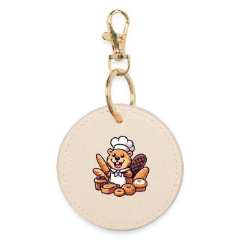 Baker Beaver: The Pastry Pro - Round Keyring - oyster - Front