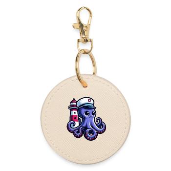Octo-Navigator: Guiding Light of the Seas - Round Keyring - oyster - Front