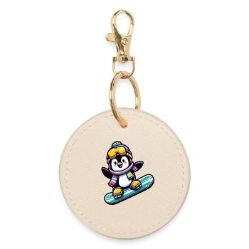 Star du snowboard : le pingouin glissant - Porte-clés rond - huître - Devant