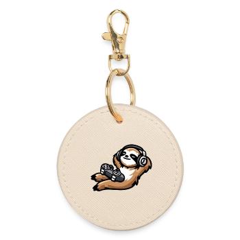 Game On Sloth: The Chill Gamer - Round Keyring - oyster - Front