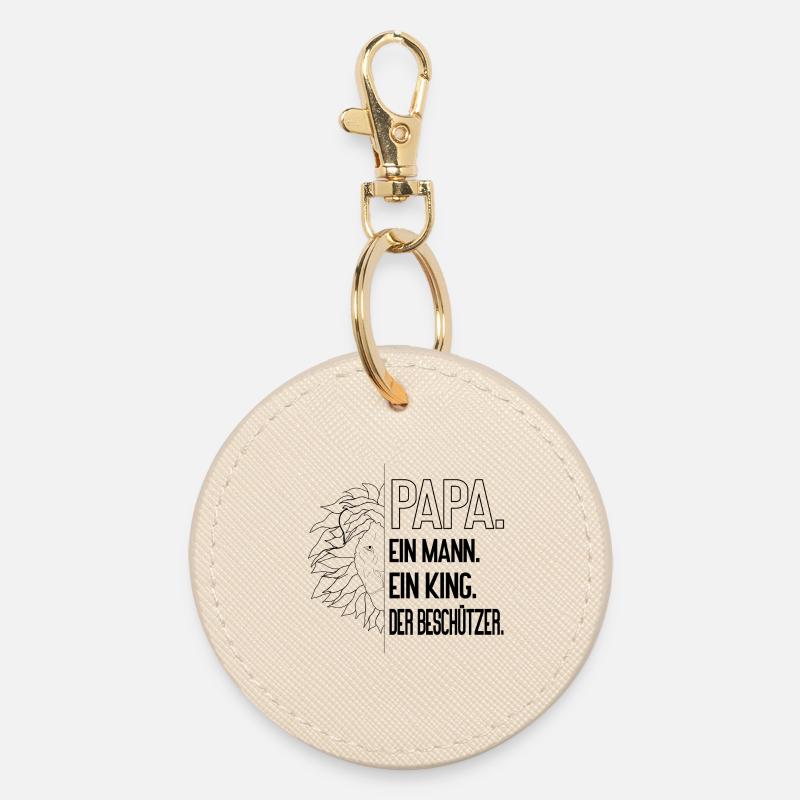 Papa Leo - Lion-strong dad, a man, a king - Round Keyring - oyster