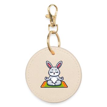 Zen Hare: The Meditative Munchkin - Round Keyring - oyster - Front