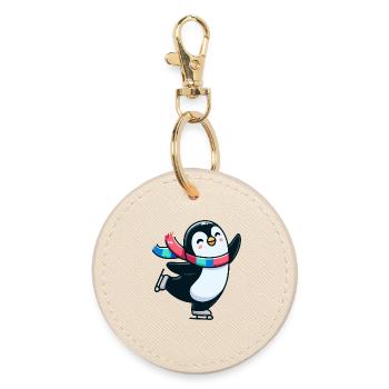 Winter Waltz Penguin: The Icy Dancer - Round Keyring - oyster - Front