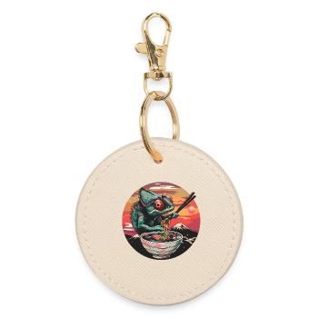 Drôle Caméléon Ramen Nouilles Japon Animal Vintage - Porte-clés rond - huître - Devant