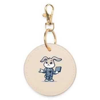 Techie Hopper: The Corporate Rabbit - Round Keyring - oyster - Front