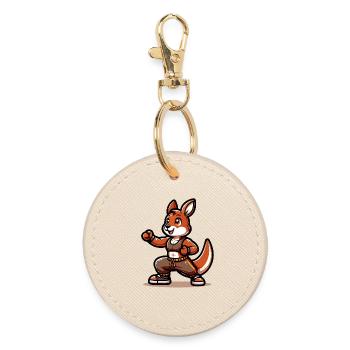 Kickin' Kangaroo Sensei - Runder Schlüsselanhänger - Auster - Vorne
