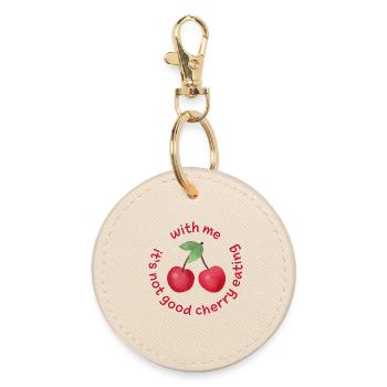 with me its not good cherry eating denglisch - Round Keyring - oyster - Front
