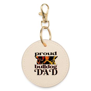 Proud Bulldog Dad – Stolzer Hunde Papa - Round Keyring - oyster - Front