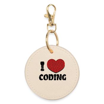 Code Developer Scripting Debug Heart Statement - Round Keyring - oyster - Front