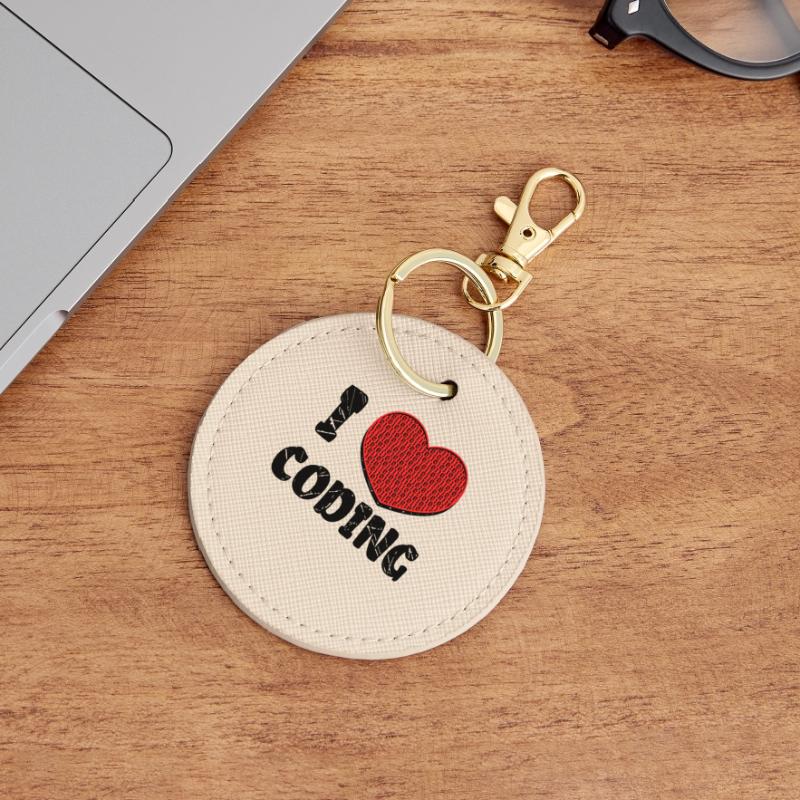 Code Developer Scripting Debug Heart Statement Round Keyring