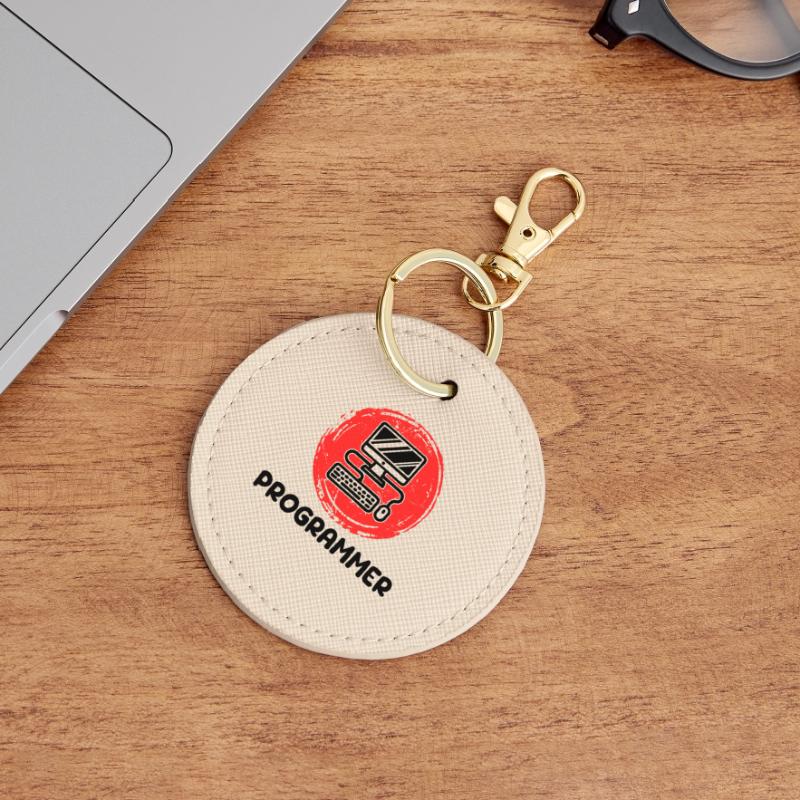 Computer Developer Programmer Code Scripting Round Keyring