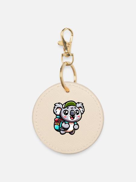 Abenteuerlustiger Koala Backpacker Illustration - Runder Schlüsselanhänger - Auster
