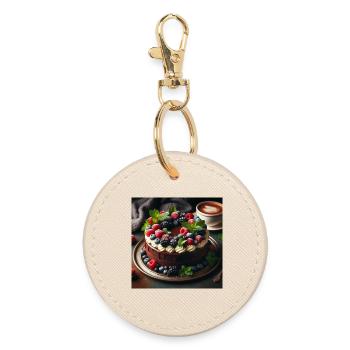 Gâteau au chocolat et aux fruits rouges - Porte-clés rond - huître - Devant