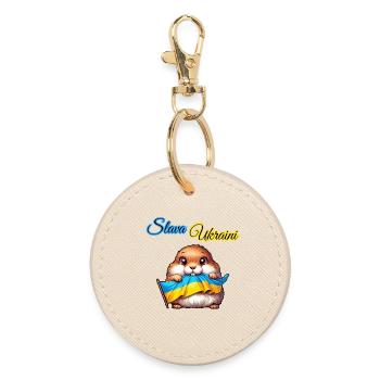 Cute prairie dog with Ukraine flag - Round Keyring - oyster - Front