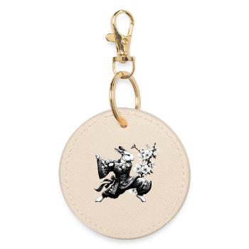 Bunny with kimono in a kung fu fighting position - Round Keyring - oyster - Front