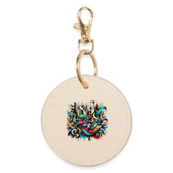 Dynamic Graffiti Illustration Urban Art - Round Keyring - oyster - Front
