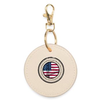 Brückenskizze über Kreis der amerikanischen Flagge - Runder Schlüsselanhänger - Auster - Vorne