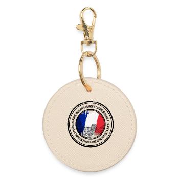 Paris Flag Circle: Louvre Sketch - Round Keyring - oyster - Front