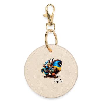 Cool Ukraine Fighter Squirrel - Round Keyring - oyster - Front