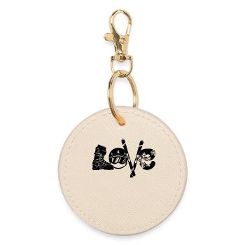 Winter Sports Saying Ice Hockey Skiers Snow - Round Keyring - oyster - Front
