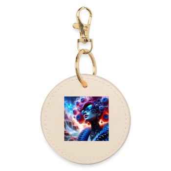 Surreal portrait and futuristic landscape - Round Keyring - oyster - Front